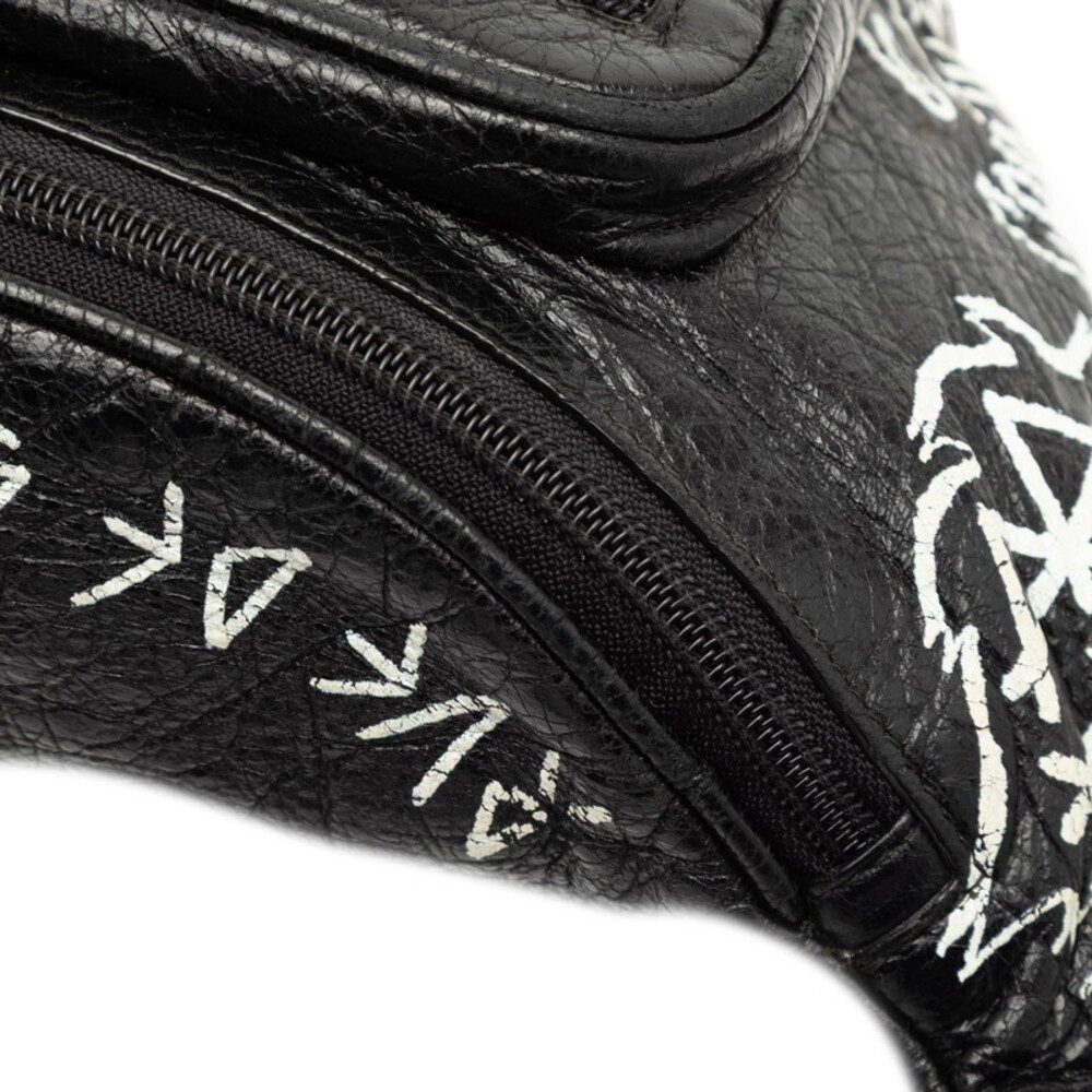Balenciaga Graffiti Explorer Body Belt Crossbody Bag Waist Black White Leather - Picture 5 of 8